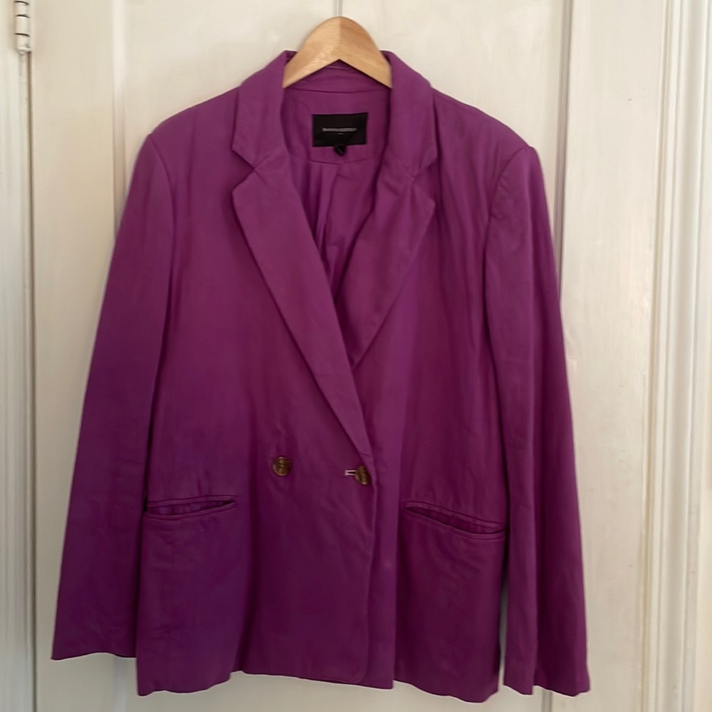 Custom dyed linen cotton double breasted blazer